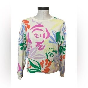 Gap Floral Graphic Multicolored Pullover Sweater Spring size XXL 16